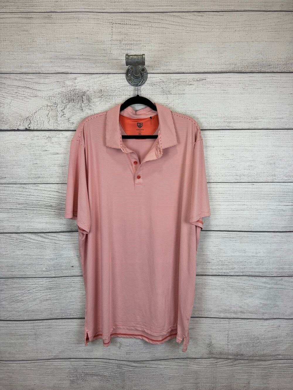 Graham Luxe Men's Orange & Cream Striped Short Sleeve Polo Shirt Size 3XL